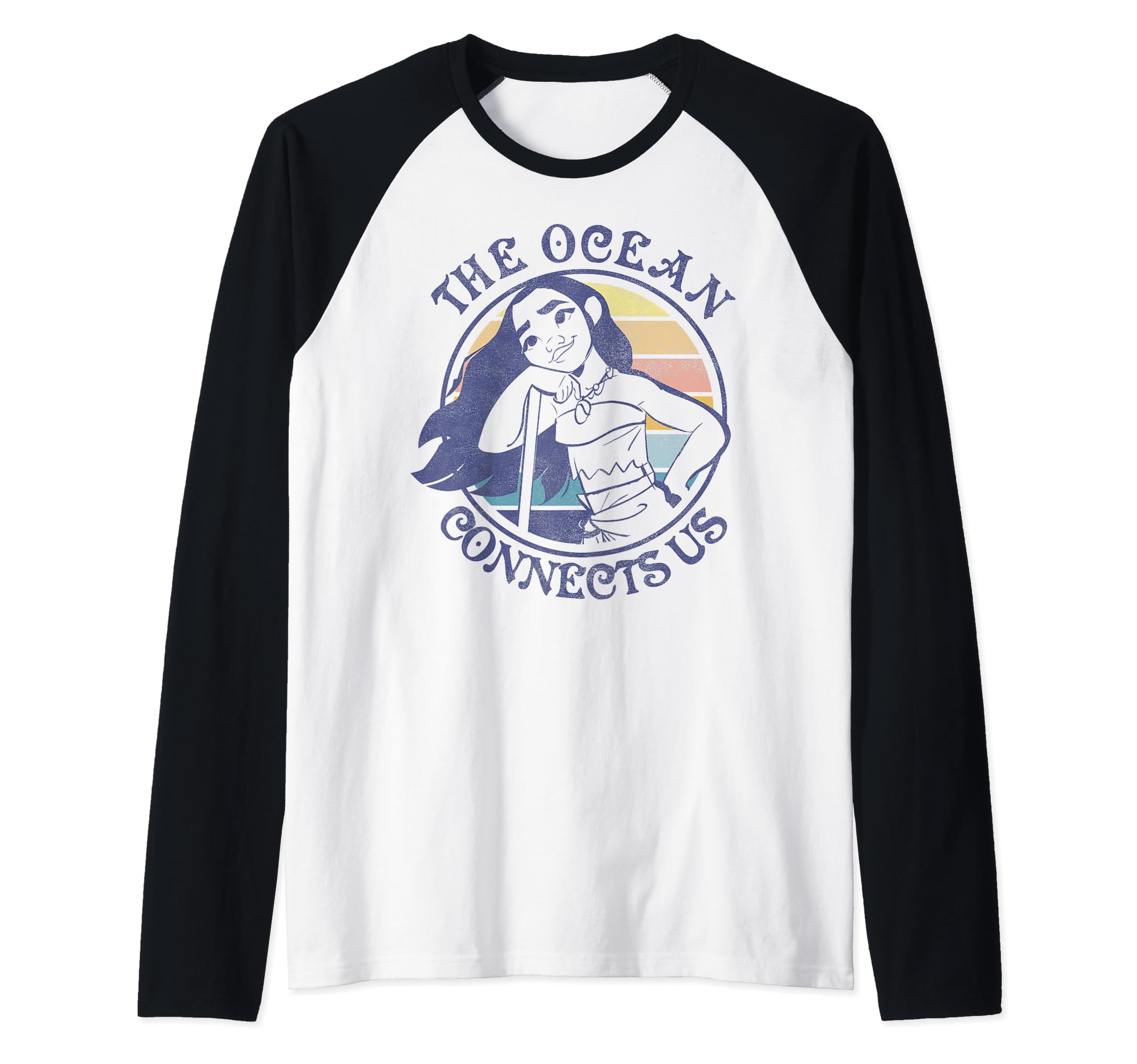 Disney Moana The Ocean Connects Us Sunset Fleece Raglan Baseball Tee