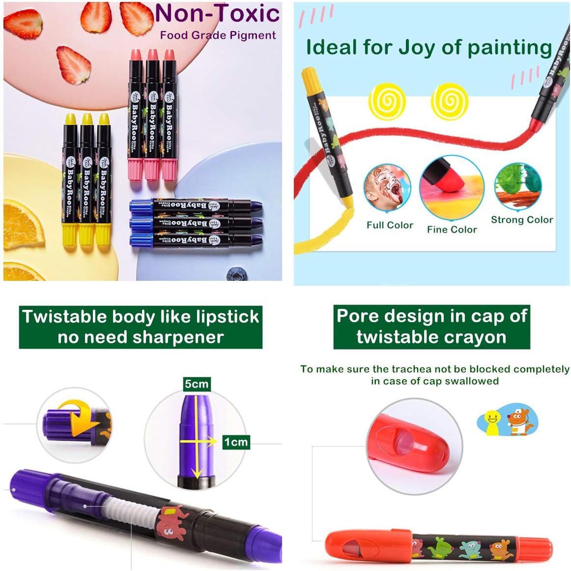 Kids Crayon Washable,Jumbo,Twistable Crayon for Toddler,Non Toxic,Gel Window Crayons for Children,Coloring Crayon for Toddler(36 colors): Office Products