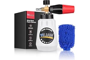 Yiliaw Snow Foam Cannon for Pressure Washer Big Mouth Soap Foam Cannons with 1/4 Inch Quick Connector Adjustable Nozzle Car Wash Foam Blaster,4000PSI,1L