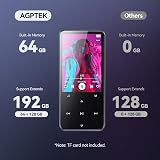 AGPTEK Bluetooth 5.3 MP3 Player 64GB Expands to 128GB 2.4in FM Radio view 5