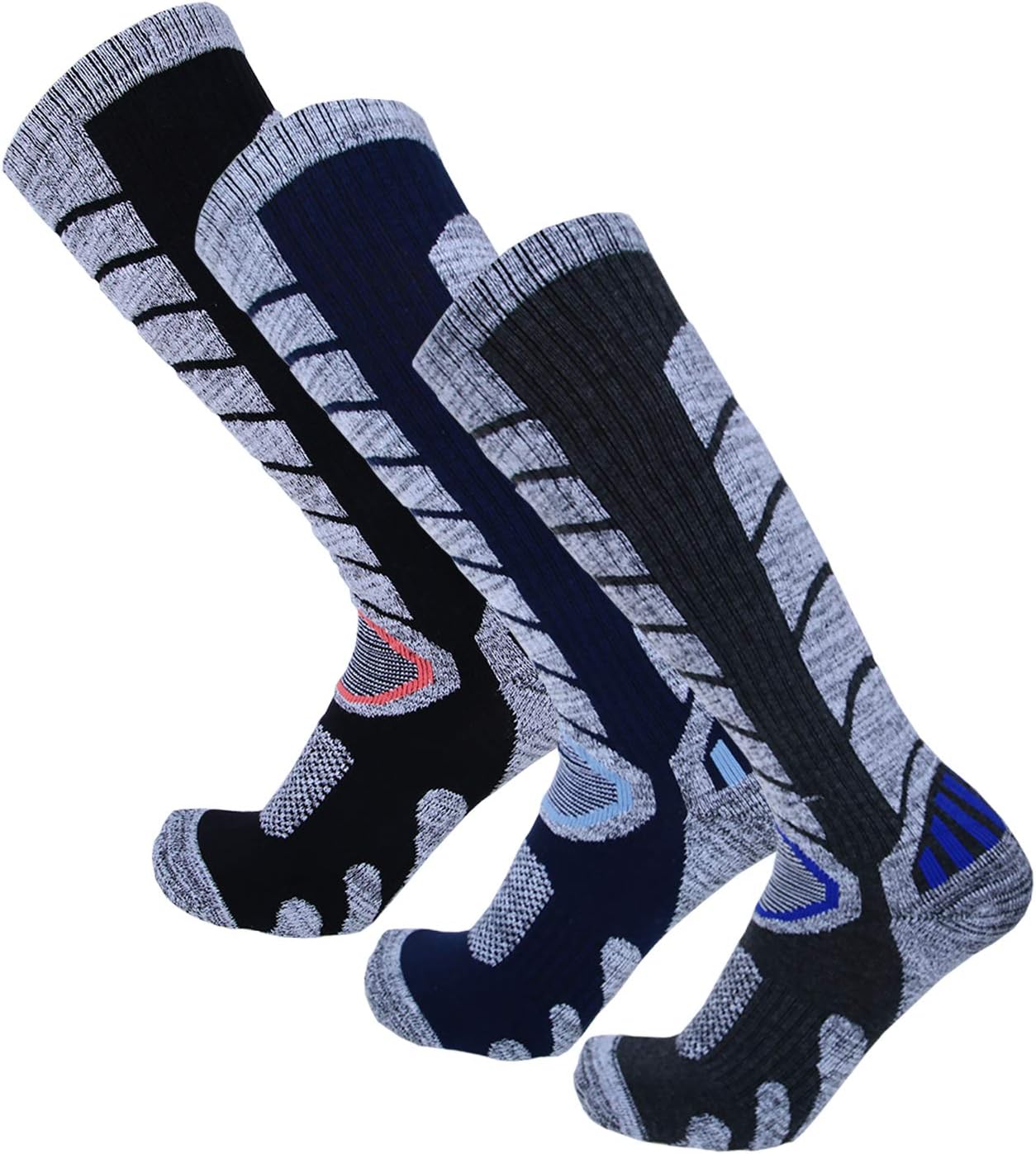 2 Packs Ski Socks Womens, Mens Skiing Socks, Snowboard Socks for Cold Weather, Winter Sports, Outdoor Recreation