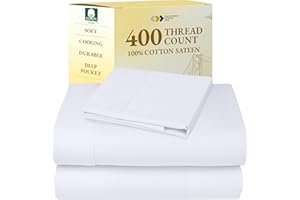 California Design Den Twin XL Sheets Set - 400 Thread Count Sateen, 100% Cotton Sheets, Soft Twin XL Sheet Sets, XL Twin Shee