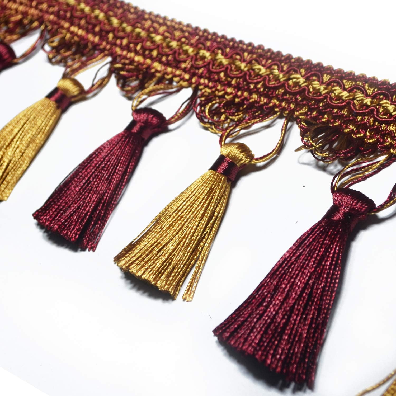 BEL AVENIR Tassel Fringe Trim 6.8 Yard x 3.15 Inches Luxury Beaded