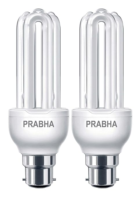 Prabha 25Watt 3U CFL Bulb Cool White B-22 Base Pack of 2