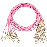 HARFINGTON 20pcs Waxed Necklace Cord Bulk, 18 Inches and 1.5mm Dia Necklace String Rope with Clasp for Pendants, Bracelets, Necklaces, Jewelry Making Beading Supplies,Pink Red