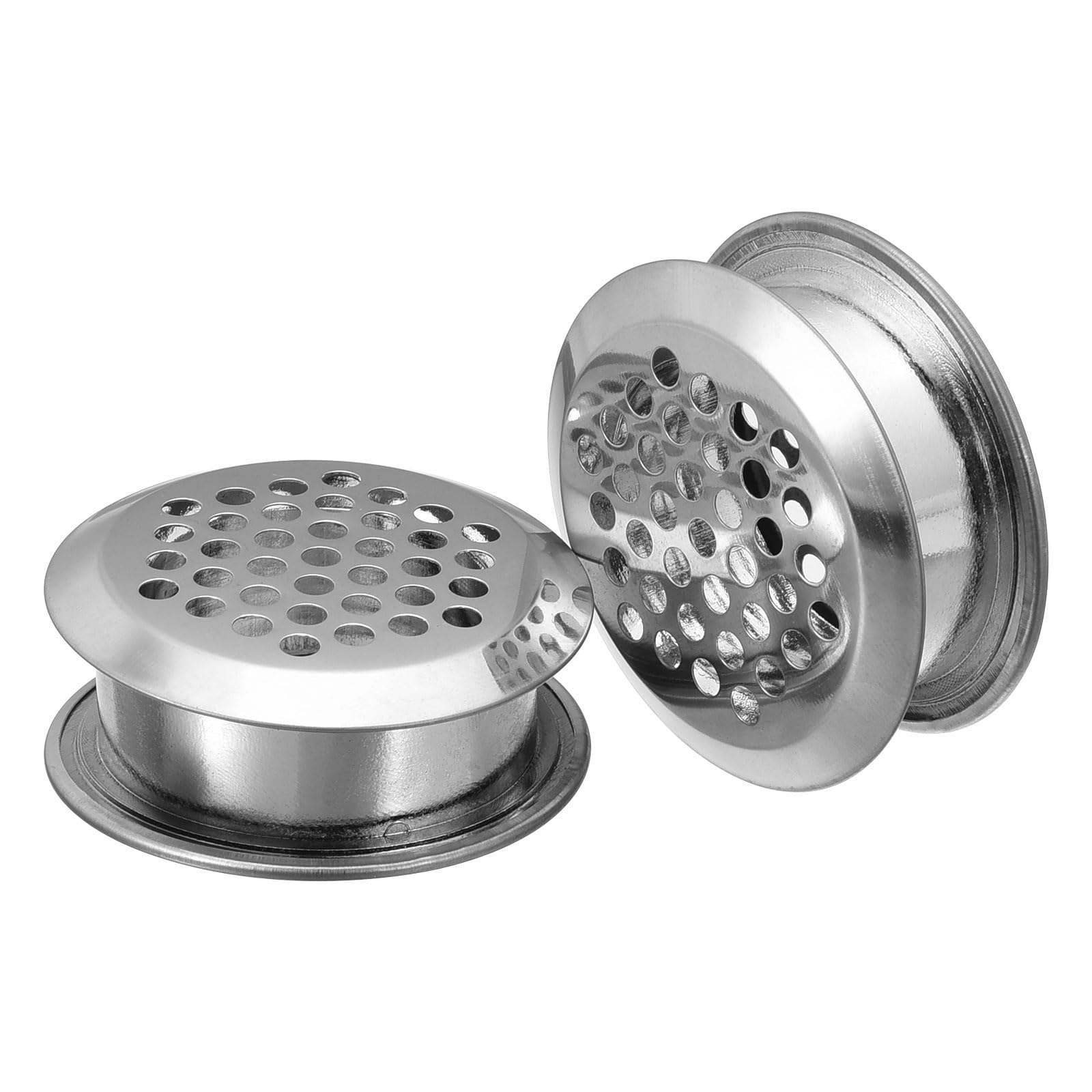 uxcell 33mm(1-5/16") Circular Soffit Vent, 20pcs Stainless Steel Circular Air Vents Dual Panel Round Mesh Hole Louver for Kitchen Bathroom Cabinet, Silver Tone