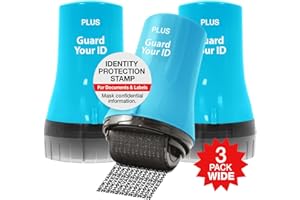 Wide Advanced ID Roller Stamp by Guard Your ID, Mess-Free Address Blocker for Identity Protection (3-Pack, Turquoise)