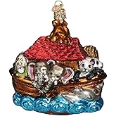 Old World Christmas Spiritual Gifts Glass Blown Ornaments for Christmas Tree Noah's Ark 4.25 Inches