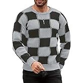 ZAFUL Mens Sweaters Casual Crewneck Textured Long Sleeve Color Block Vintage Knit Pullover Tops