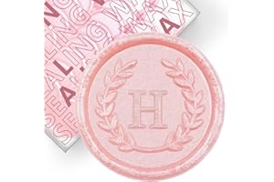 KANOO 50Pcs Pink Letter H Adhesive Wax Seal Stickers, Hand-Made, No Need Seal Stamp, Tear and Use Wax Stickers for Wedding Invitations, Envelopes, Christmas Gift