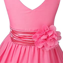 YiZYiF Kids Big Girls Double V Neck Flower Dress