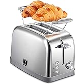 2 slice toaster, Retro Bagel Toaster Toaster with 7 Bread Shade Settings, 2 Extra Wide Slots, Defrost/Bagel/Cancel Function, 