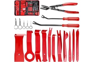 Doaho 19Pcs Car Trim Removal Tool, Auto Clip Pliers Fastener Remover Set, Pry Tool Repair Kit, Fastener Clips Removal Car Tool for Panel, Audio, Dash, Window, Clip and Upholstery with Storage Bag
