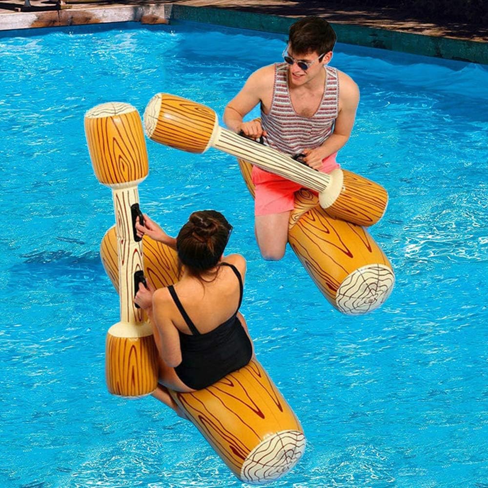 FUDOSAN Inflatable Pool Floats Pool Party Play Boat Raft Collision Toys Wood Grain Seat Mounts Water Swimming Floating Row for Kids, Max Weight 130 lbs