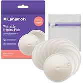 Lansinoh Washable Nursing Pads, 10 Count | Made with Organic Bamboo Viscose, Reusable Breast Pads for Breastfeeding, Includes Wash Bag, Breastfeeding Essentials