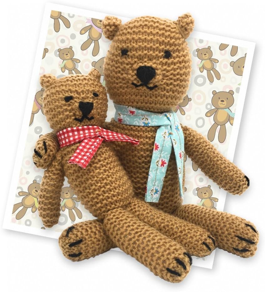 The Crafty Kit Company Mummy & Baby Bear DIY Knitting Craft Kit for Beginners - Made in The UK, Rainbow, 35cm and 19cm - Image 3