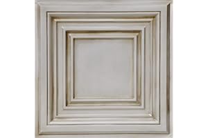 From Plain To Beautiful In Hours DCT05 Washington Square PVC 2' x 2' Lay-in or Glue-up Ceiling Tile (Covers / 100 sq.ft), Antique White, 25 Piece