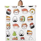 Sushi Pattern Blanket Japanese-Style Fleece Blanket for Bed Couch Sofa Kids Kawaii Food Theme Throw Blanket Cute Japanese Sushi Plush Sherpa Throw Blanket Room Decor Air Conditioning Baby 30"x40"