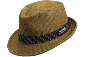 Panama Jack Weaved Toyo Fedora with Striped Black Band