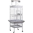 Nova Microdermabrasion 61 Inches Large Bird Cage Play Top Parrot Cockatiel Parakeet Chinchilla Macaw Cockatoo Cage W/Stand Perch Pet Supplies, White