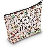 LEVLO Funny Moose Cosmetic Makeup Bag - Animal Lover Gift for Women & Girls (Just Moose Bag)