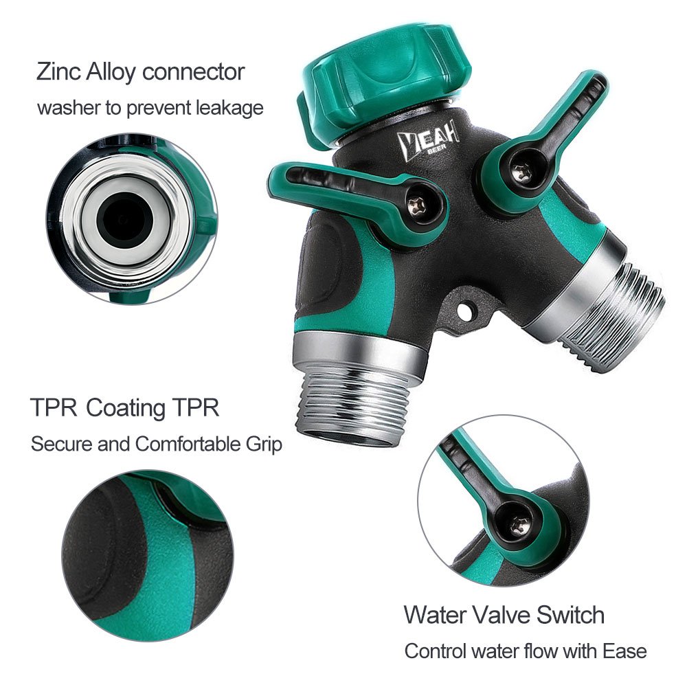 YEAHBEER Garden Hose Splitter,2 Way Hose Connector, With 3/4 Connector