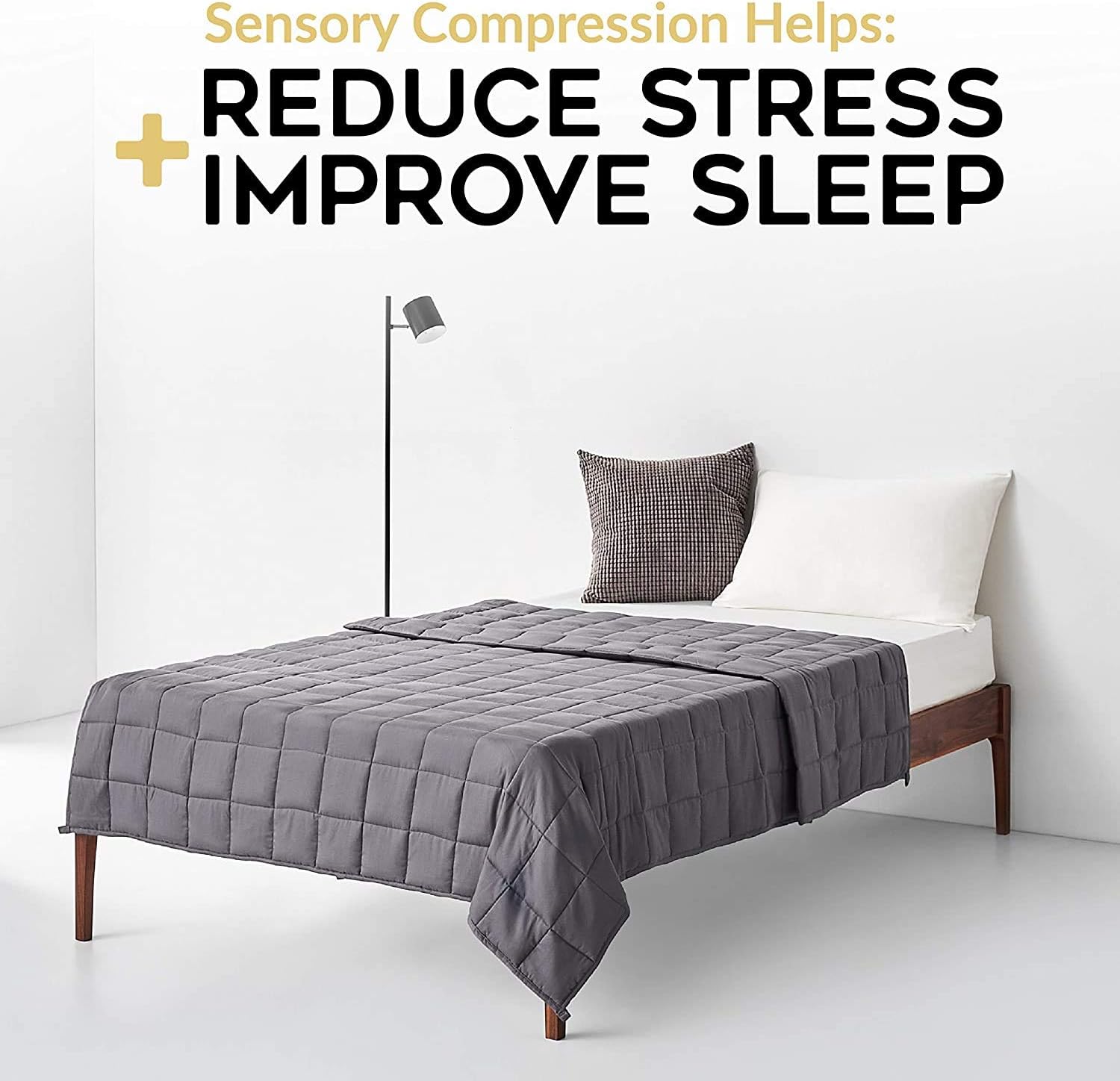 YnM Weighted Blanket — Heavy 100% Oeko-Tex Certified Cotton Material with Premium Glass Beads (Dark Grey, 48''x72'' 15lbs), Suit for One Person(~140lb) Use on Twin/Full Bed: Home & Kitchen