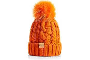 REDESS Women Winter Pompom Beanie Hat with Warm Fleece Lined, Thick Slouchy Snow Knit Skull Ski Cap
