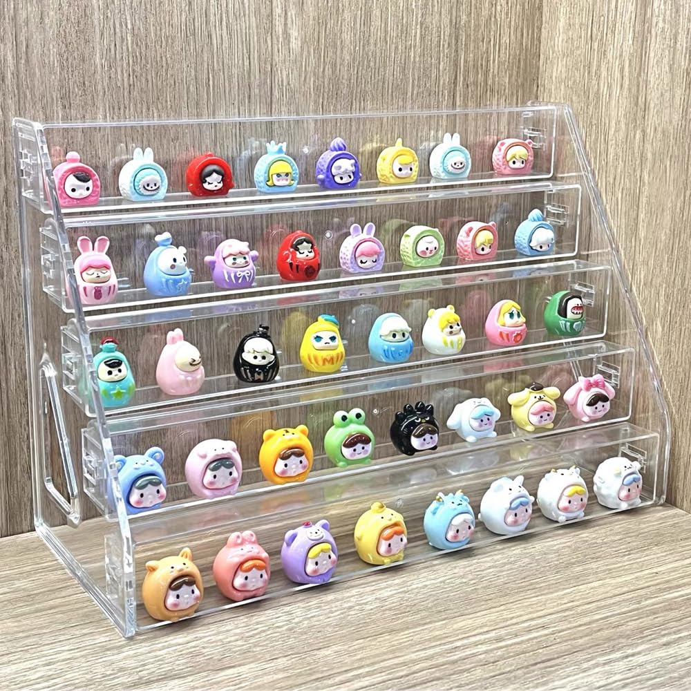 Photo 1 of 5 Tier Acrylic Display Stand Organiser with Fences, No Assembly Perfume Stand Organiser, Clear Display Shelf for Home, Office, Retail for Funko Figures Toys Cupcake Food, Cologne, Cosmetics, Storage
