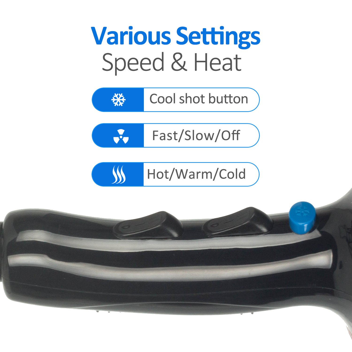 Warmlife 1875W heavy duty hair dryer Professional AC Motor Hair Dryer, Negative Ions Ceramic Ionic Blow Dryer Cold Shot Button, with Concentrator & Diffuser (Black)