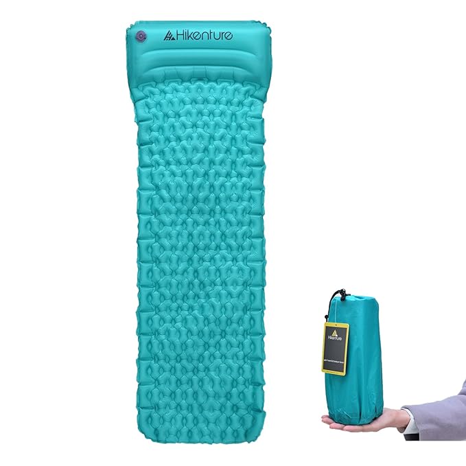 Hikenture Camping Isomatte Kleines Packmaß - Ultraleichte Aufblasbare Isomatte - Sleeping Pad für Camping, Reise, Outdoor, Wa