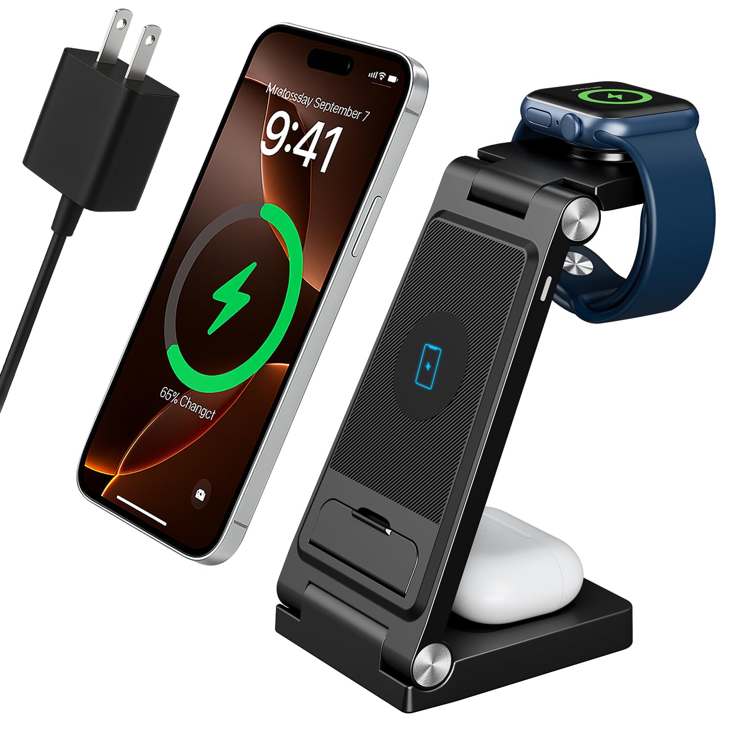 2026 Traveling Portable Wireless Fast Charger for Apple & Android Charging Station,3 in 1 Charging for iPhone 17 16 15 14 13 12, Apple Watch Series & Air pods 4 3 2 Pro,Samsung Galaxy-Gifts for Family