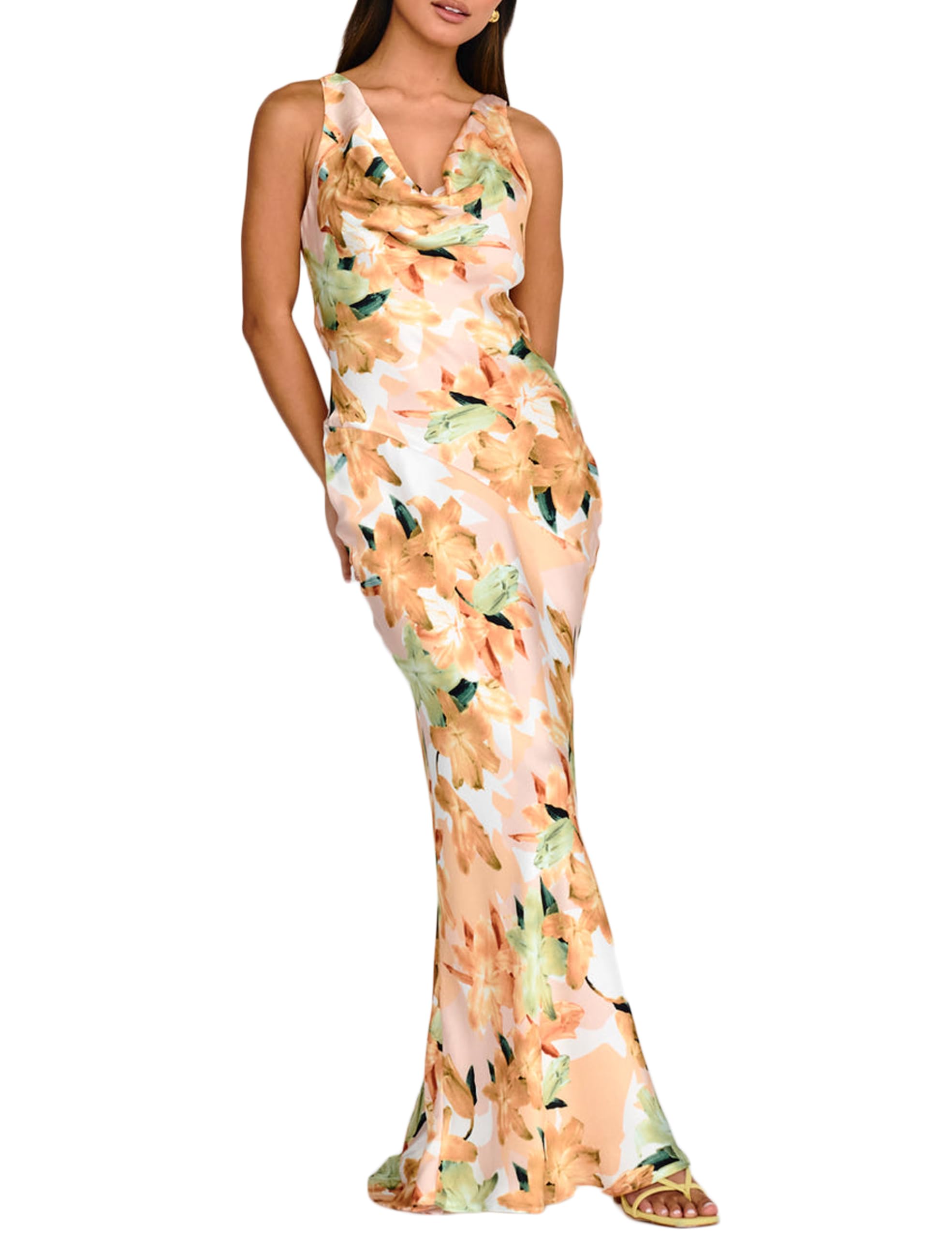 Women's 2025 Summer Satin Backless Elegant Dress