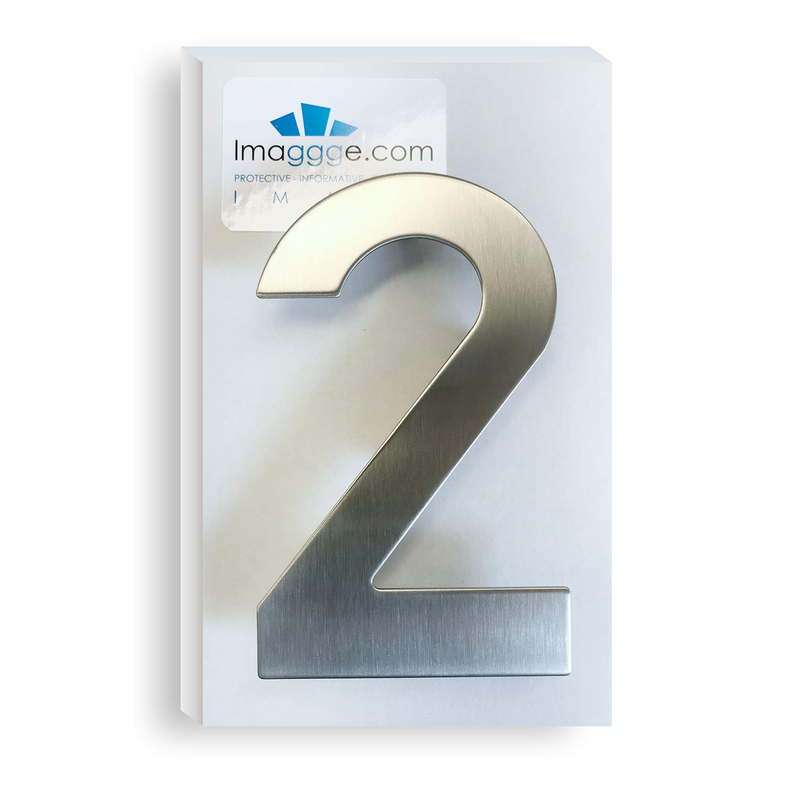 House or apartment number - brushed stainless steel number (304 quality) - assorted stainless steel fittings - height 15 cm - depth/reverse 1.8 cm - number 2