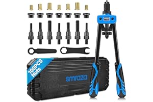 Smraza 14'' Rivet Nut Tool with 100PCS Rivnuts, Professional Rivet Nut Setter Kit, Hand Blind Riveter with 7PCS Metric & Inch