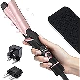 Mini Curling Iron for Travel, Dual Voltage with European, UK Plug Adapter, Small Hair Curler for Women, 5 Temperature Settings for All Hair Types up to 410℉, 1 Inch