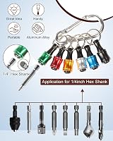 Katerk 6pcs 1/4 In Hex Shank Aluminum Bit Holder with Carabiner view 2