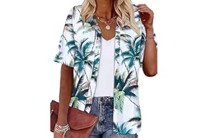 LILYCHIC Women's Hawaiian Shirts Coconut Button Summer Soft Button Down Shirts Short Sleeve