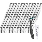 Lilingsty Disposable Razors Bulk, Gray Razors Individually Wrapped Bulk, With Shaving Cream For Hotels, Shelters, Homeless, Nursing Homes, Charities, Churches (100-PACK)
