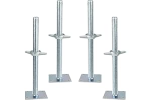 Noliven 4 Pack Screw Scaffolding Jack, 24" Adjustable Scaffold Leveling Jacks, Solid Screw Jack Stands with Base Plate, for Baker Style Scaffolding