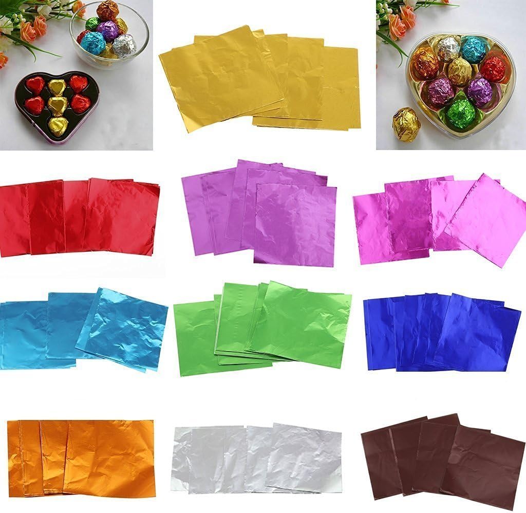 Philna12 Sweets Candy Chocolate Lolly Square Foil Paper Wrappers Package-Pack of 100 - Sky Blue