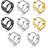 FKKsparkler Beer Bottle Opener Rings, 8pcs Stainless Steel Ring Bottle Opener for Men with 3 Mixing Size, Bartender's Tools/Party Present