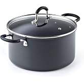 Cook N Home Professional Nonstick Stock Pot, Soup pot with Lid, Hard Anodized Soup Pot with Stay-Cool Handles, Cooking Pot for Seafood Boil, Crab, Pasta, Oven Safe, 6-Quart, Black