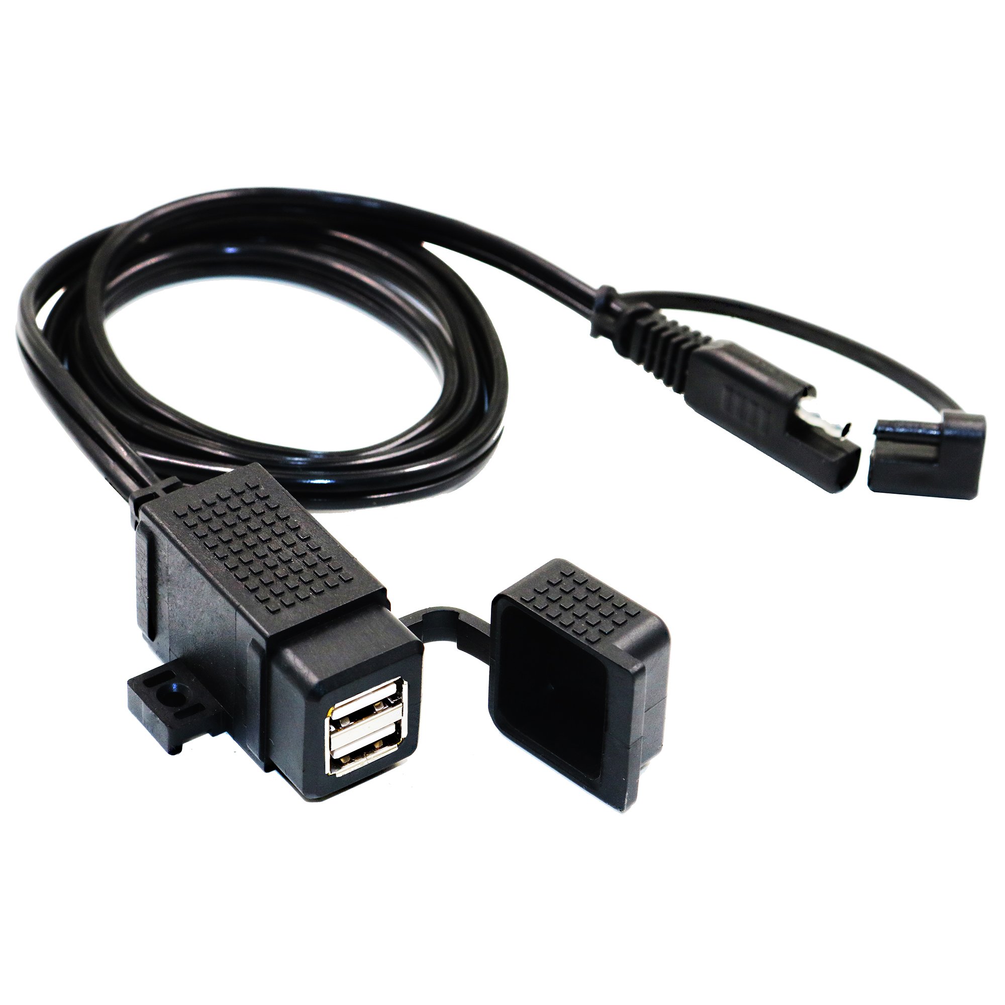 MOTOPOWER 3.1Amp Waterproof Dual Motorcycle USB Charger Kit with SAE Terminal Cable