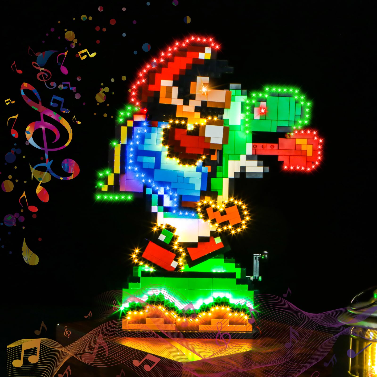 LocoLee Led Light Set Compatible with Lego Super Mario World: Mario & Yoshi Music Version Led Decoration Lighting Kit Compatible with Lego 71438 Building Blocks Model,Only Lights Set,No Model — image 1