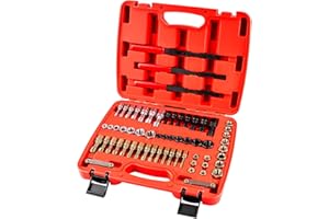 LOKSUN 61Pcs Thread Repair Kit, UNC, UNF & Metric Thread Chaser Set, Rethread Repair Tool with Taps Dies Thread Files and Thread Pitch Gauge for Repair or Reshape Damaged Threads Bolts, Nuts and Screws