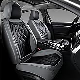 FLORICH Front Seat Covers, Leather Car Seat Protector, Waterproof Seat Covers for Cars, Black Seat Covers Universal Fit for Cars, Trucks, SUVs - Gray&Black