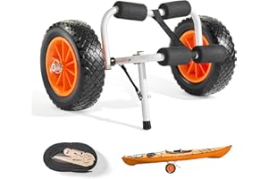 VEVOR Kayak Cart, with Load Capacity, Foldable Kayak Trolley with Solid Rubber Tires & 1 Ratchet Strap, Paddle Board Trolley 