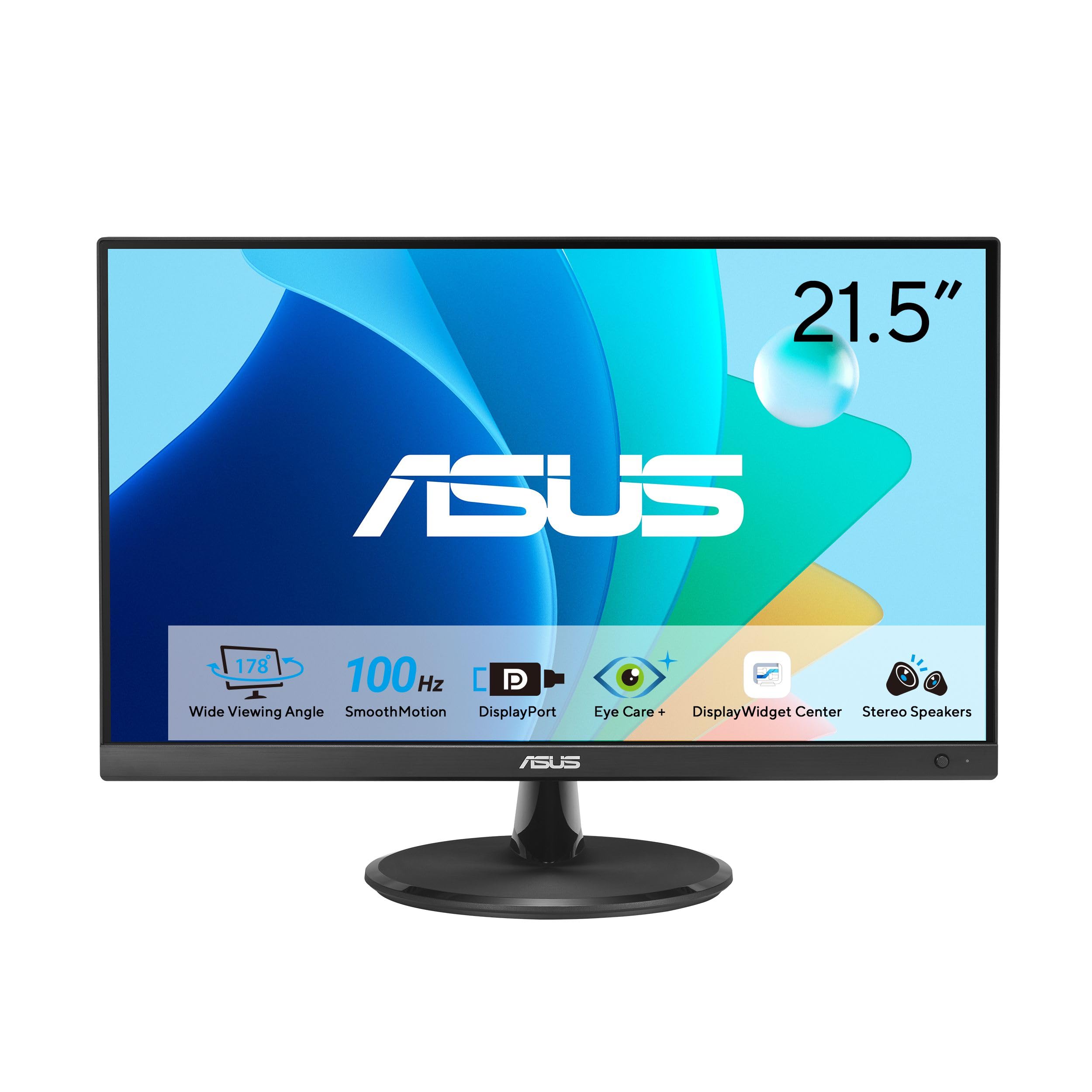 ASUS 22” Eye Care Monitor (VP229QF) – 100Hz, IPS, Full HD, 99% sRGB, Frameless, Adaptive-Sync, DisplayPort, HDMI, Low Blue Light, Flicker Free, Wall Mountable, 3 yr Warranty Image