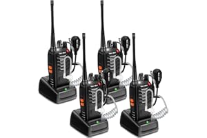 Rechargeable Walkie Talkies Long Range: MaxTalker MT-8S Walkie Talkie with Earpiece, Flashlight, VOX 1500mAh Battery, Walkie Talkies for Adults Business, Hunting Camping Essentials, 4 Pack